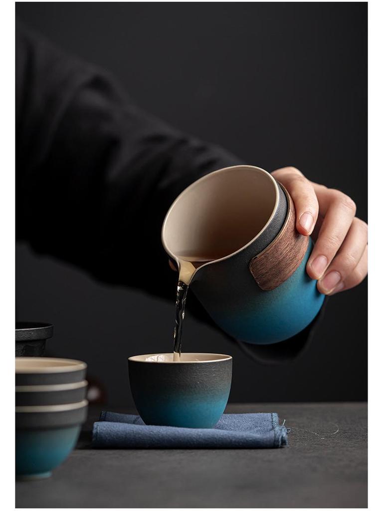 Compact Kuaike Travel Tea Set: One Pot, Four Cups, Portable Gongfu Brewing for Camping & Outdoors