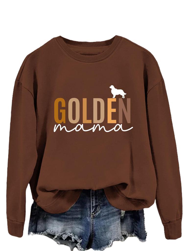 GOLDEN Mama European & American Women's Long-Sleeve T-shirt Pullover Sweatshirt for Spring & Autumn