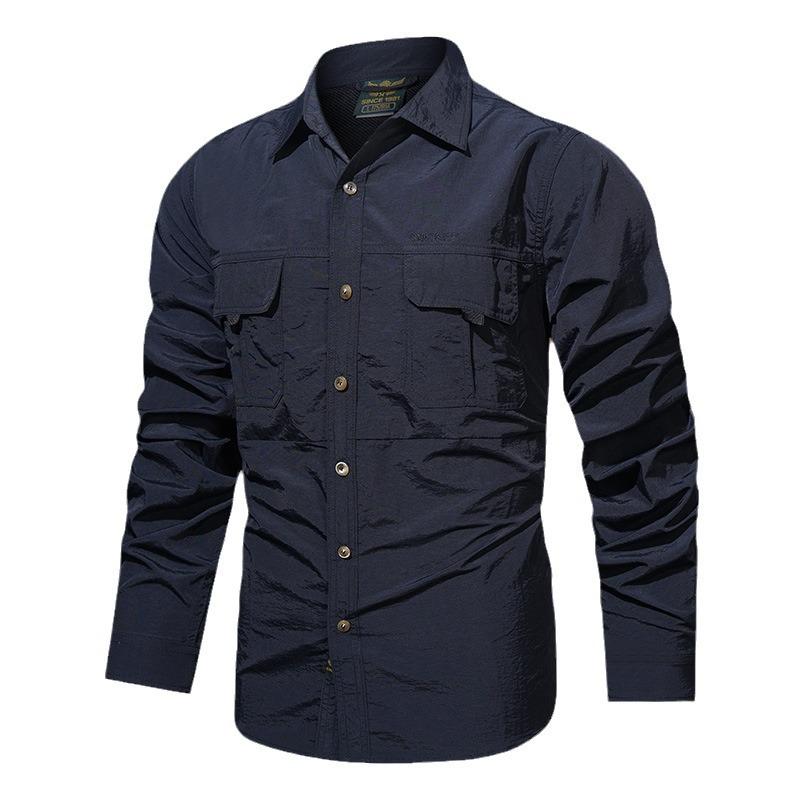 Autumn and Winter New Outdoor Long-sleeved Tactical Shirt Men's Thin Breathable Multi-pocket Quick-drying Shirt Lapel Mountaineering Men's Clothing
