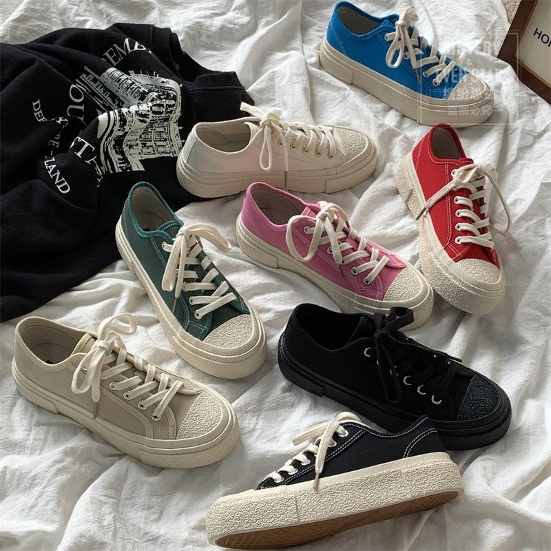 Hot sale spring new crooked brand geometric multi-layer retro canvas shoes 1301