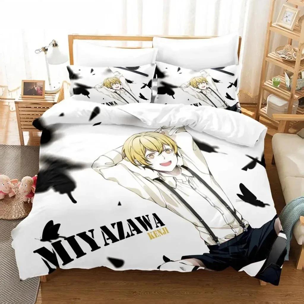 Anime Dazai Bungo Stray Dogs Ensemble de literie Garçons Filles Taille Jumeau Reine Housse de couette Taie d'oreiller Lit Garçons Adulte Textile de maisonextile EU single(135x200cm)