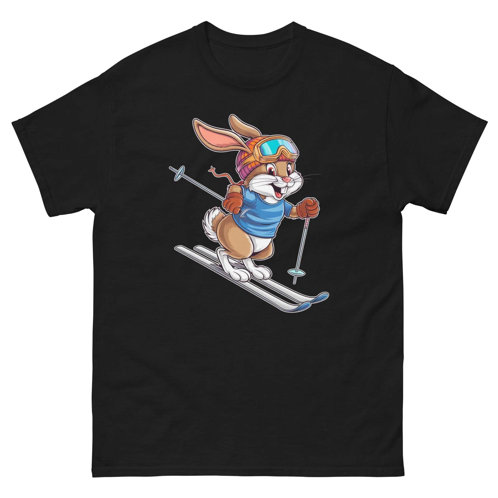 

Rabbit Skiing Skier Fun Cartoon Ski Shirt T-Shirt S