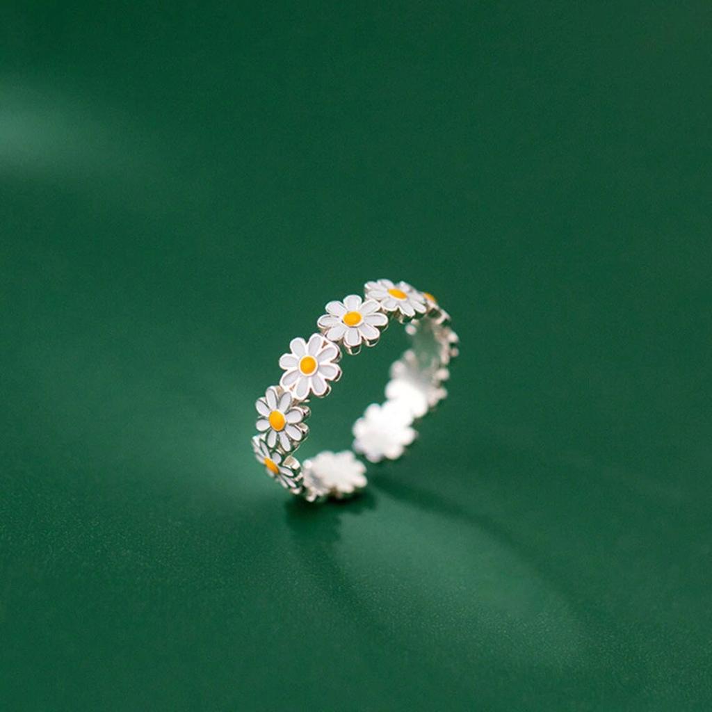 Little Daisy Ring For Women Oil-Dripping Flower Adjustable Open Ring Creative Accessories Trendy Alloy  Cute Girls Gift