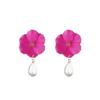 European Style Resin Pearl Flower Earrings with Girly Charm and Painted Floral Design