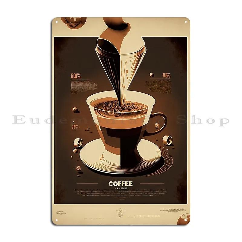 Starožitný Coffee Wall Art Print Dokonalý doplněk do sbírky každého milovníka kávy Kovový Club Cave Designový Plechový Značka Plakát