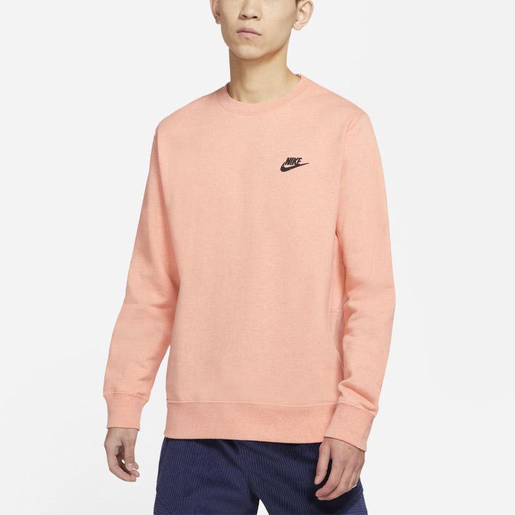 Nike Sportbekleidung Alphabet Logo Rundhals Langarm Sweatshirt Herren Oberteile Aprikosenrosa DA0684-800