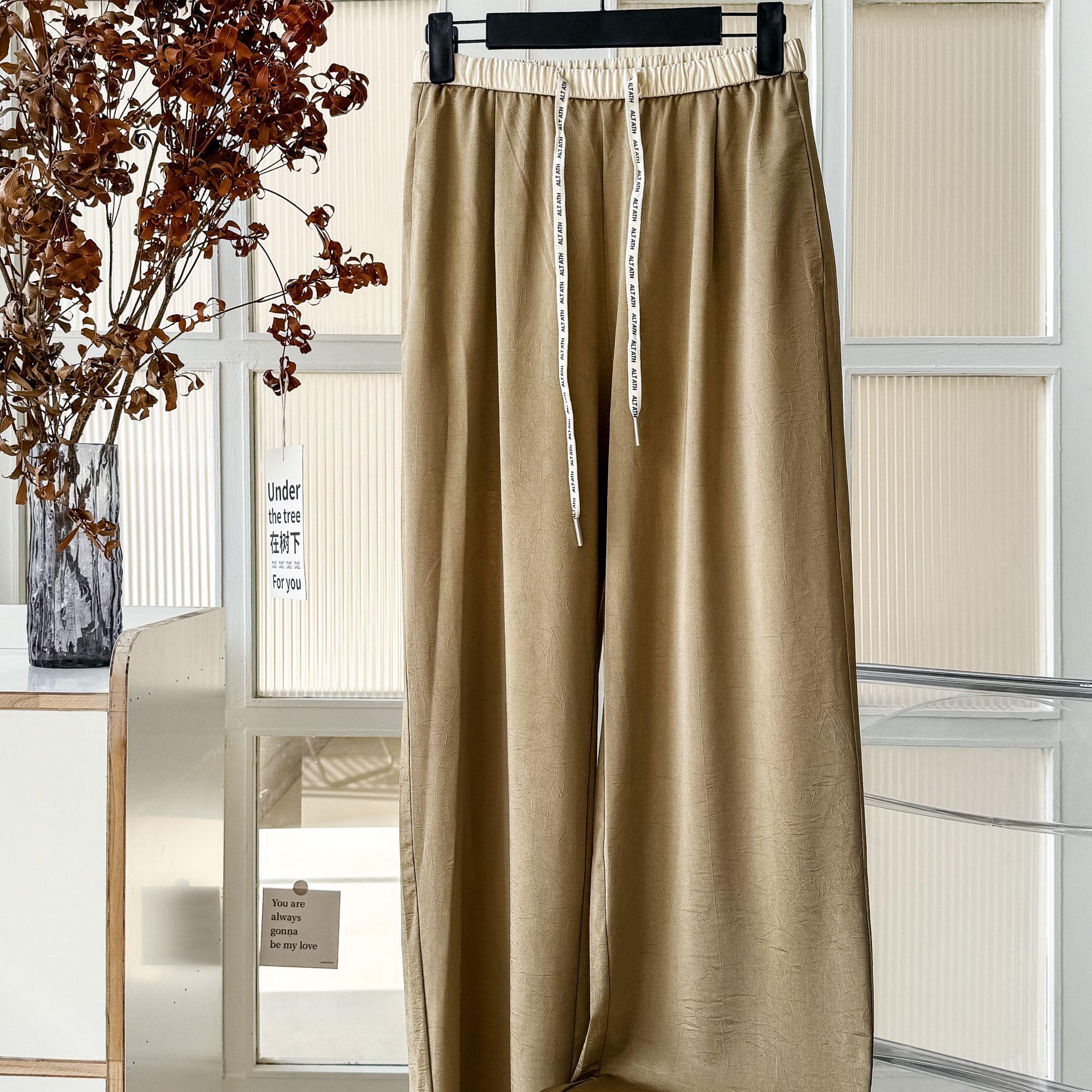 

Женские летние легкие брюки нового стиля, свободные, повседневные, прямые, на кулиске XL шампанского