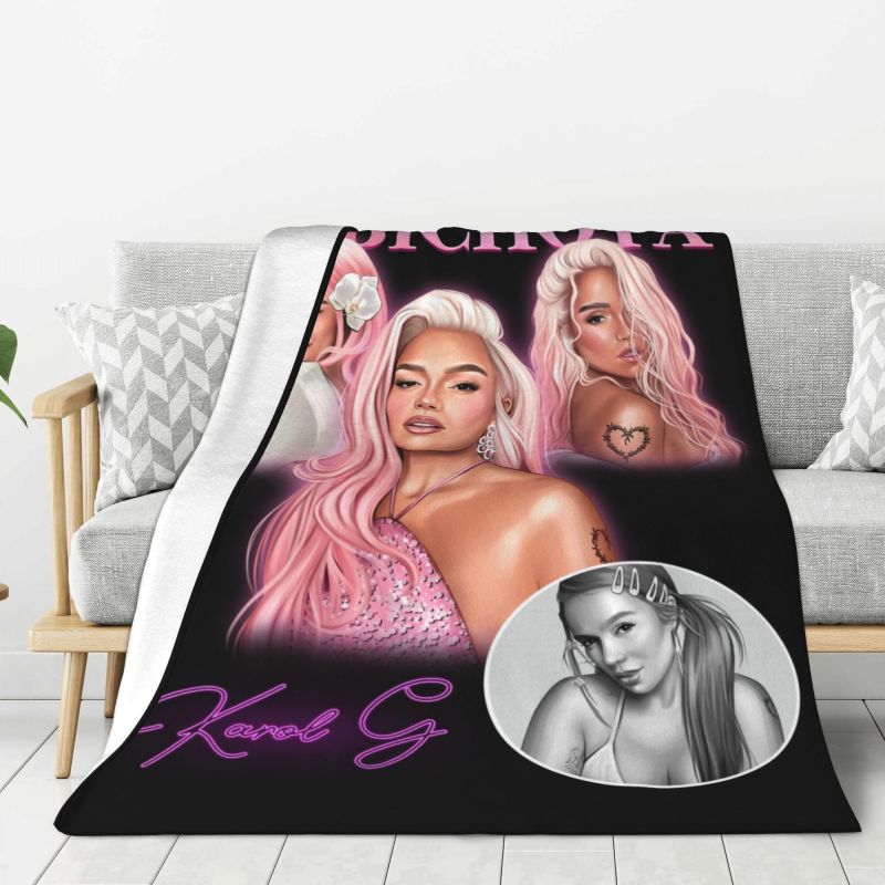 Custom Reggae Ainger Bichota Season Karol G Blankets Warm Flannel Throw Blanket for Bedding Travel Sofa