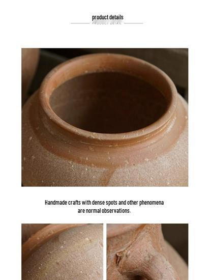 Handgefertigte rote Terrakotta-Vase im Wabi-Sabi-Stil mit doppelten Henkeln - Retro-Grobkeramik für Trockenblumen