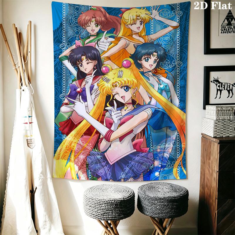 Sailor Moon Guardians Harmony Tapestry Wallmounted Fashion Print Background Cloth Atmospheric Background Cloth Christmas Gift