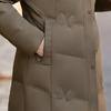 Middle Aged and Elderly Women's Long Down Jacket Winter White Duck Down Knee Length Cotton Jacket
