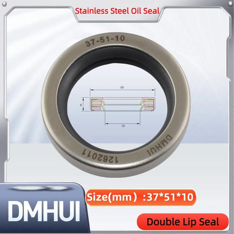 Oil Seal 37x51x10 Double Lip Seal Stainless Steel Oil Seal PTFE SS 37×51×10 37x51x10mm