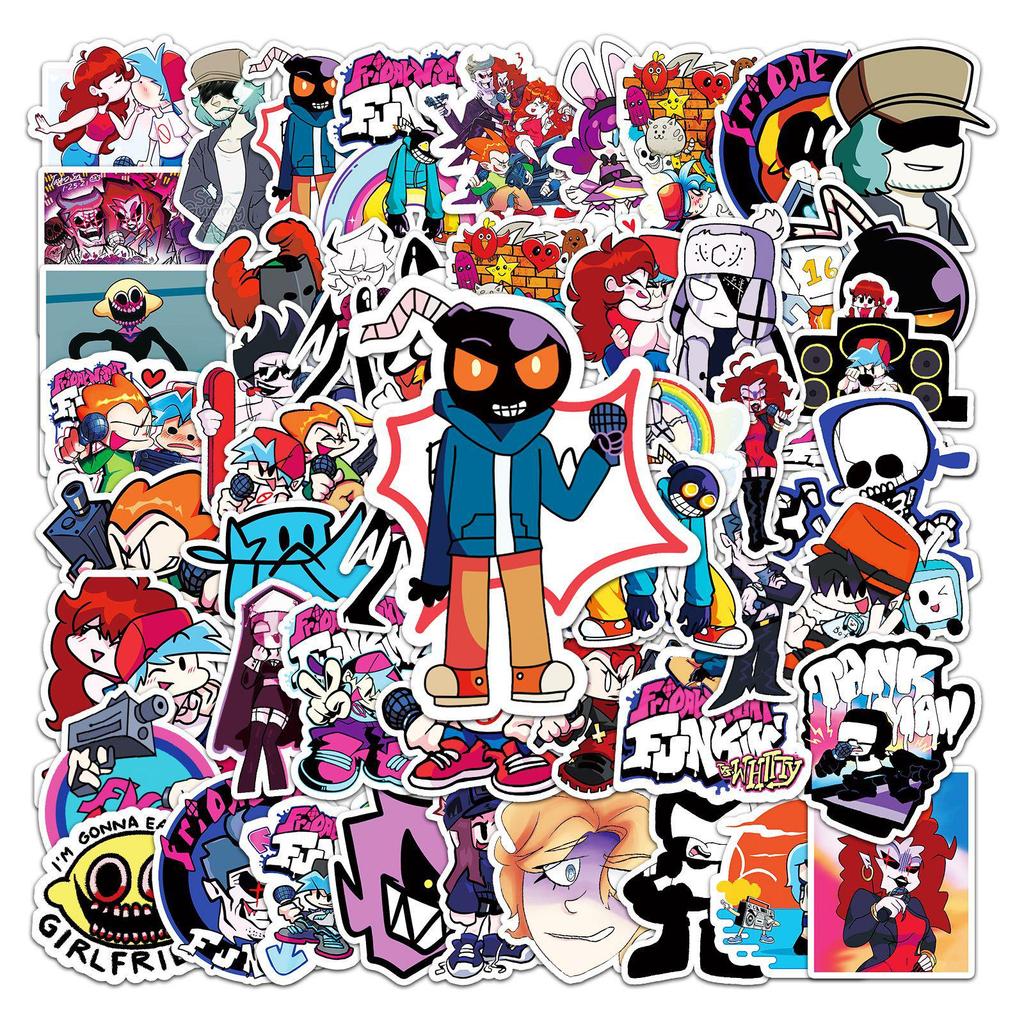 50 Friday Night Funkin' Graffiti Cartoon Game Stickers for DIY Skateboard, Water Bottle, and Suitcase