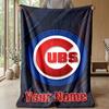 Chicago Cubs Custom Flannel Throw Blanket Print Your Name Text Soft Warm Blanket Holiday Present