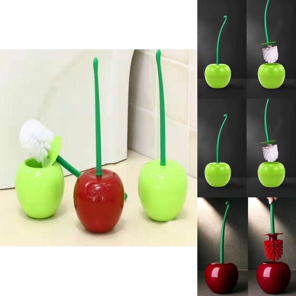 Efficient Cherry Toilet Brush Set Soft Bristles For Easy Cleaning Plastic Cleaning Brush For Toilets And Bathrooms