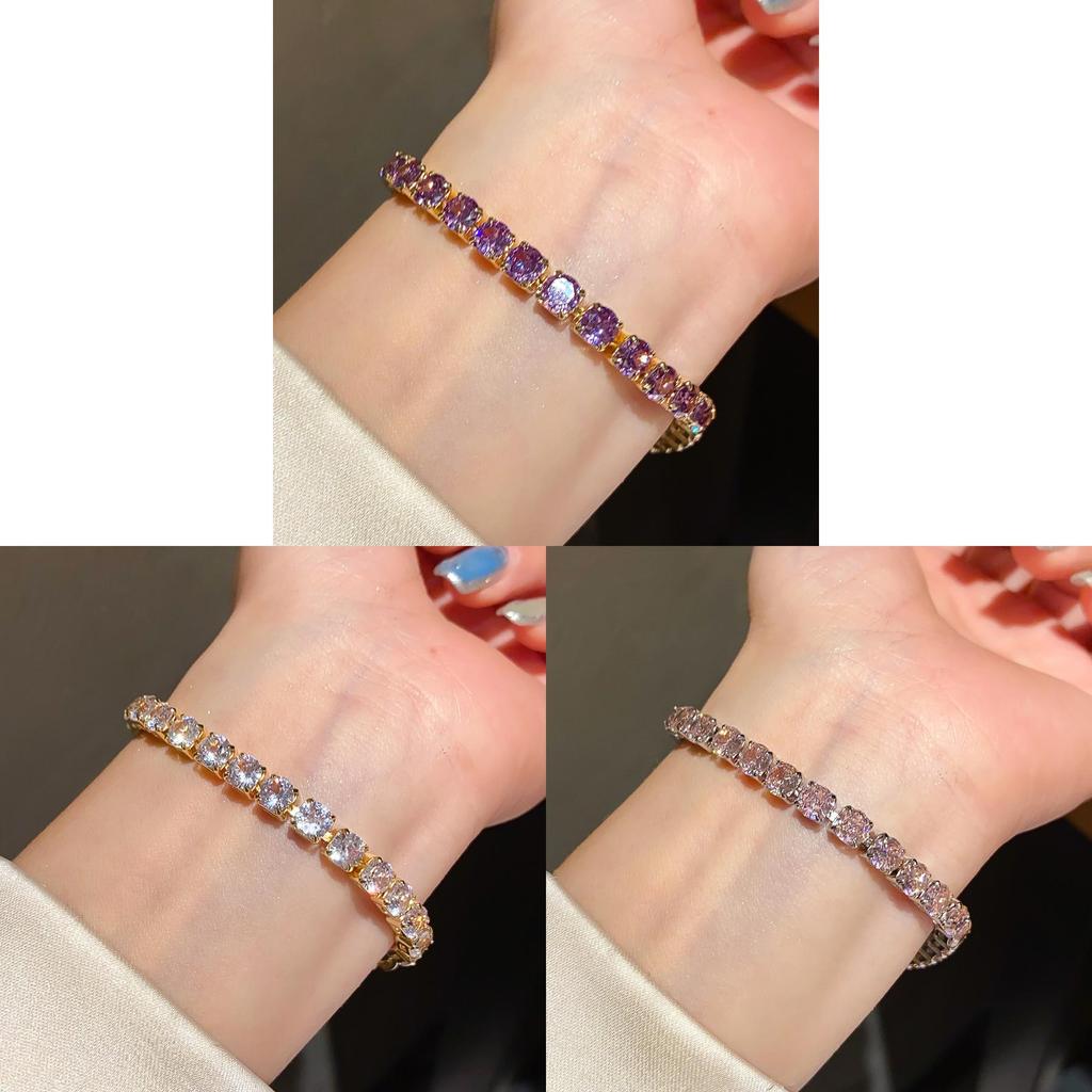 Geometric Square Zircon Crystal Bracelet For Women With Gold Plating Elegant Jewelry Gift For Her