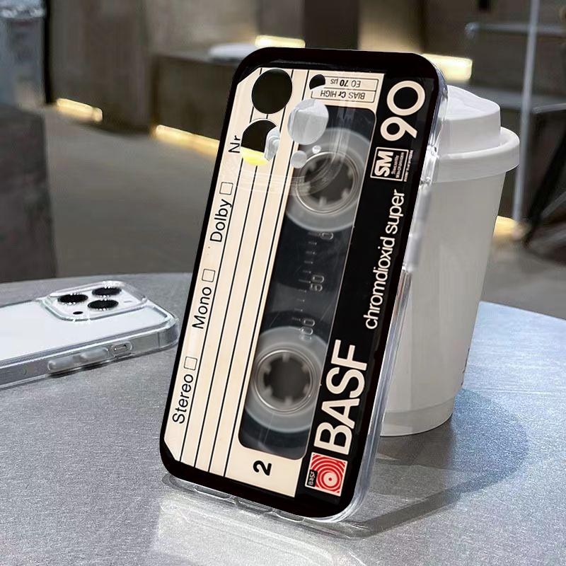 Retro Creative Audio Tape Pattern Phone Case For Xiaomi 13 12 11 Lite 5G 13 14T 13T 12T For Xiaomi 17 Pro Max Transparent Cover