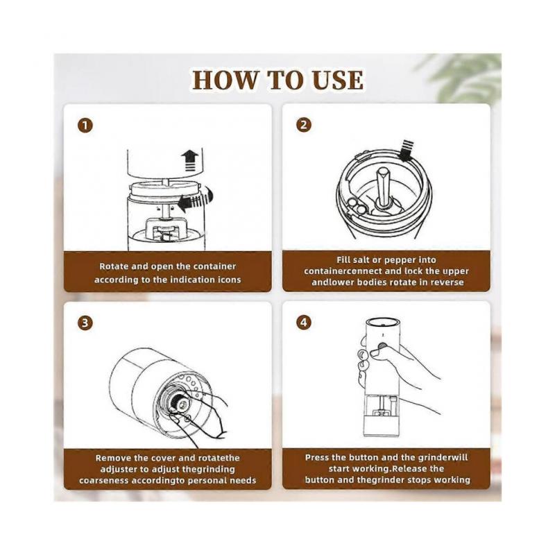 Electric Salt and Pepper Grinder Set-Automatic Pepper and Salt Grinder Refillable with 6Adjustable Coarseness Adjustable