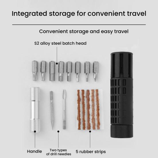 1 Set Bicycle Tire Repair Kit with Ratchet Wrench Bacon Strips Metal Bits Portable Mountain Road Bike Tire Flat Puncture Fix Emergency Repair Tools