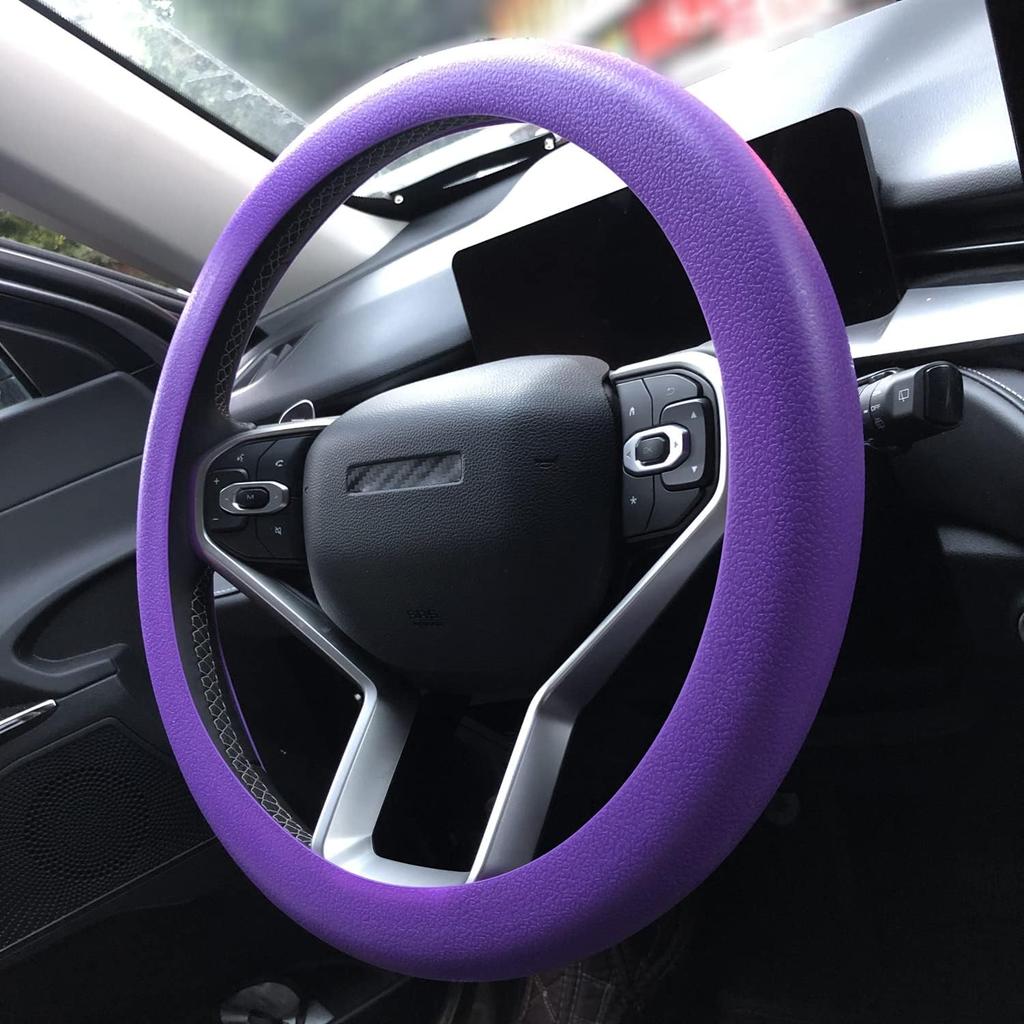 Purple Car Steering Wheel Cover: Universal RPKEY 13.5 To 15 Inches Silicone Steering Cover Compatible With Most Car Models Fit For Round Shape D