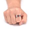 Men's Creative Poker Card Rotatable Titanium Steel Ring - Black Red Club Diamond Design