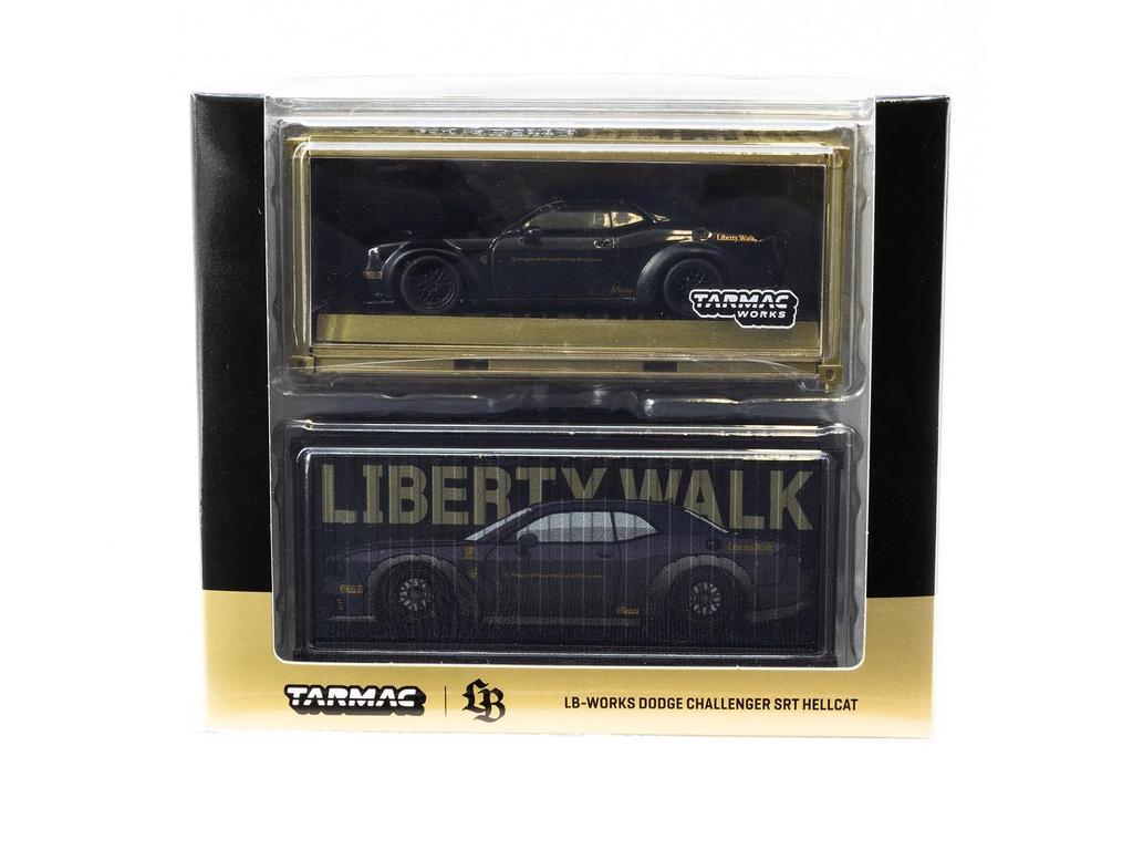 Speedmaster Japan TARMACWORKS Dodge Challenger SRT Hellcat Black Metallic with 2 containers Finished Product 1/64 LB-WORKS T64G-TL039-BK