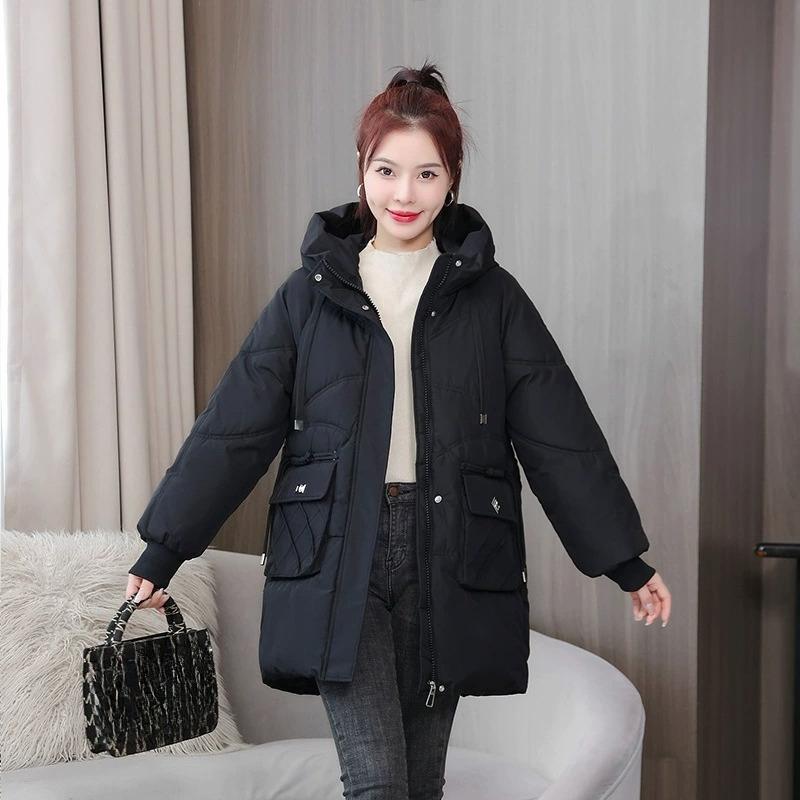 

Women s Padded Jacket Winter Parker Jacket Mid-length Thickened Women s Padded Jacket Hooded Women s Padded Jacket Fashion XL чорний