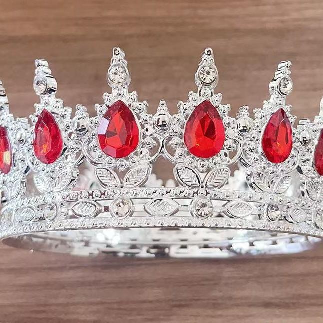 European and American Baroque Plastic Teardrop Crown Headwear for Brides Wedding Photography Accessories Full Round Coming of Age Ceremony Headwear