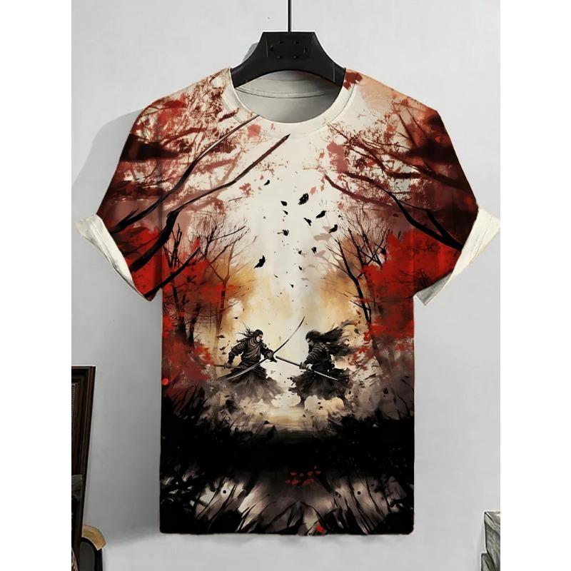 Men's Printed T Shirts Short Sleeved Tee Tops 3D Print O-Neck Shirts Party Summer Casual Men's Clothing Outdoor Pullover
