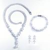 French Light Luxury Cold Wind Pearl Necklace Bracelet Earrings 3-Piece Set Super Fairy Banquet Party Dress Accessories