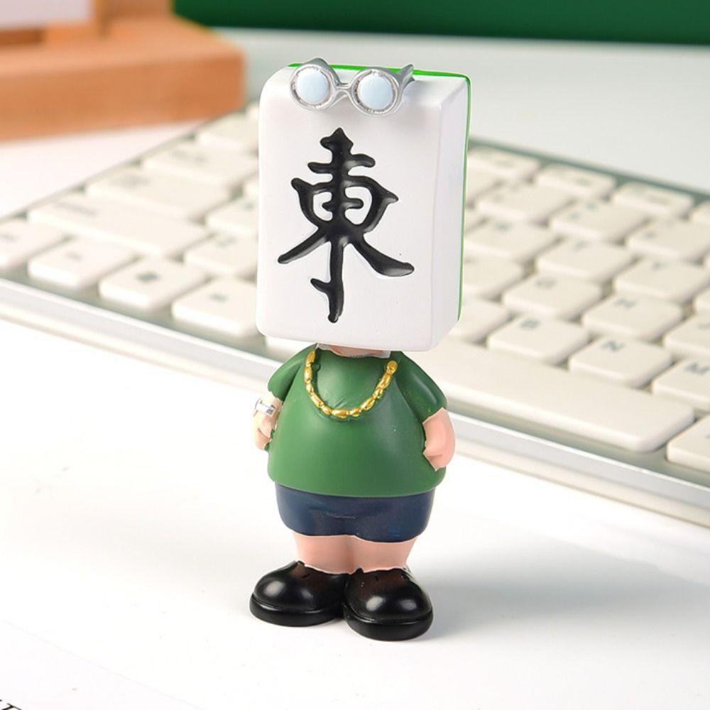 Resin Chinese Mahjong Mini Doll Miniature Mahjong Figure Toys Mahjong Mini Figurine  Desktop Decor