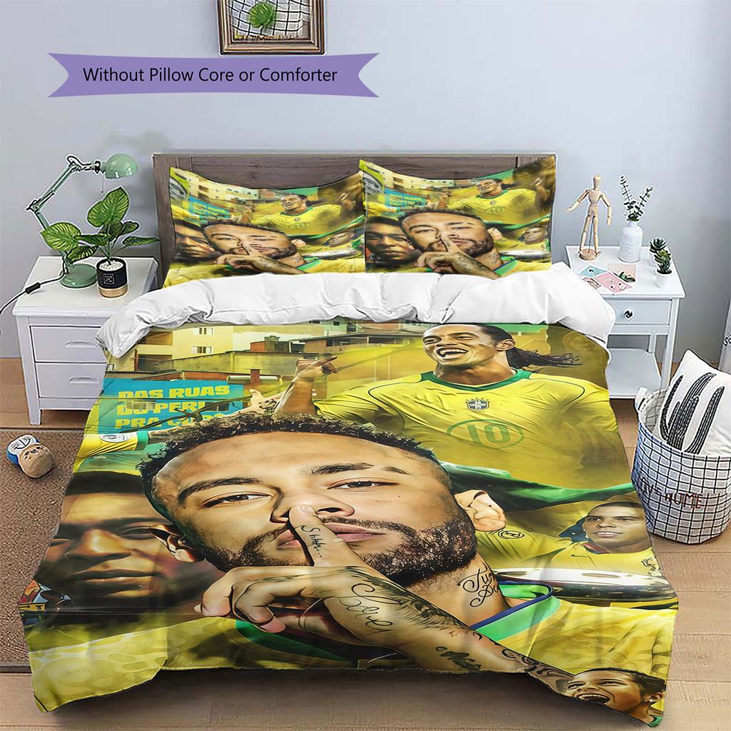 Brazil National Football Team Pattern Bedding,Quilt Set Quilt Cover Pillowcase Home Birthday Gift(1 * duvet cover + 2 * pillowcase, without core)