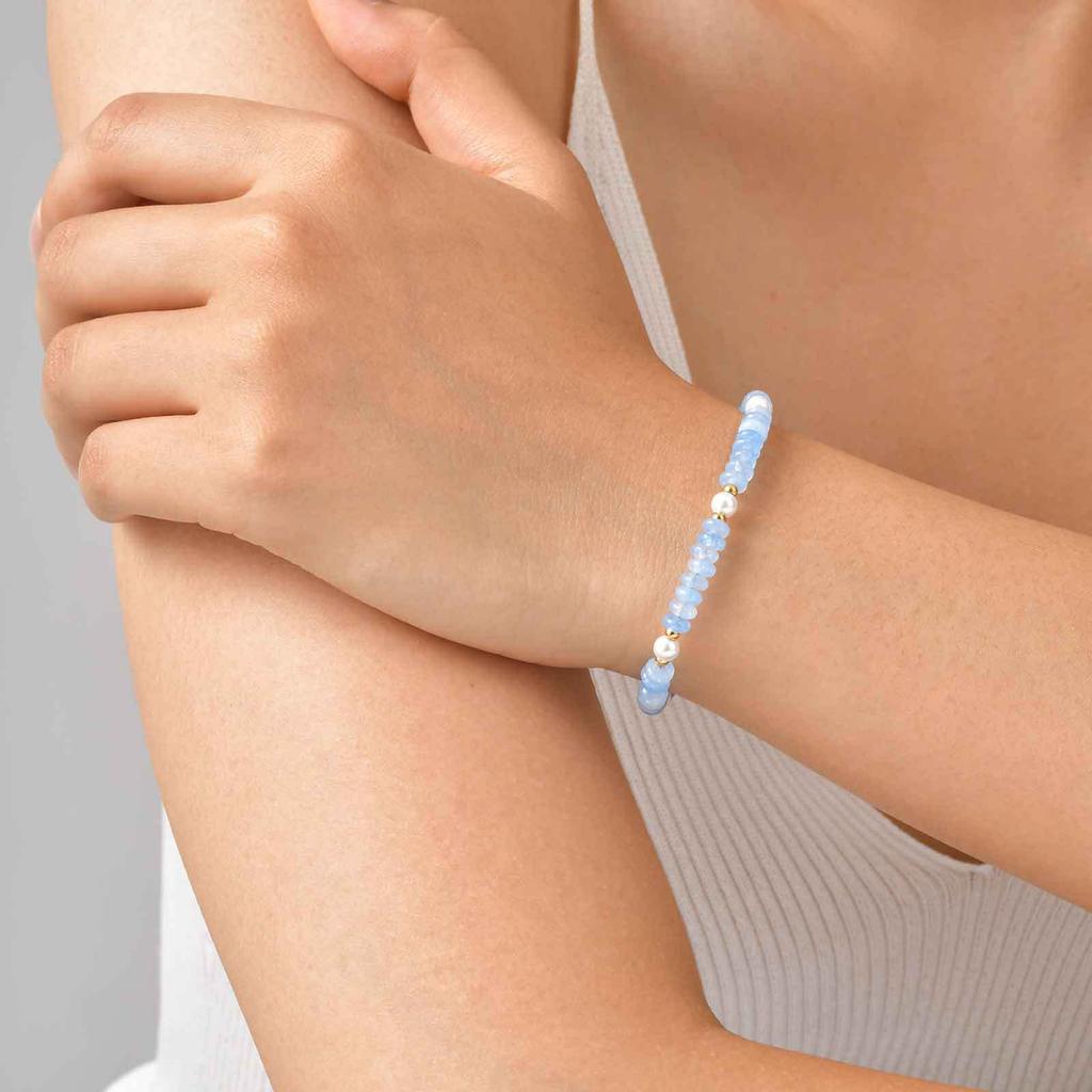 Kleiner frischer Fee-Wind Schmuck Edelstahl Imitation Perle Kristallperle Armband Damen Schmuck Br-2732