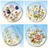 Round Floral Print Coasters Transparent Cup Mat Durable Insulation Pad  Tea Table