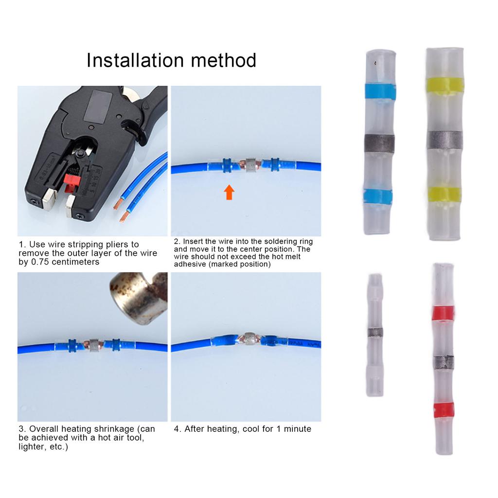 Heat Shrink Solder Seal Wire Connectors Kit Waterproofing Soldering Heat Shrink Connector for Marine Boat Automotive Truck 50pcs