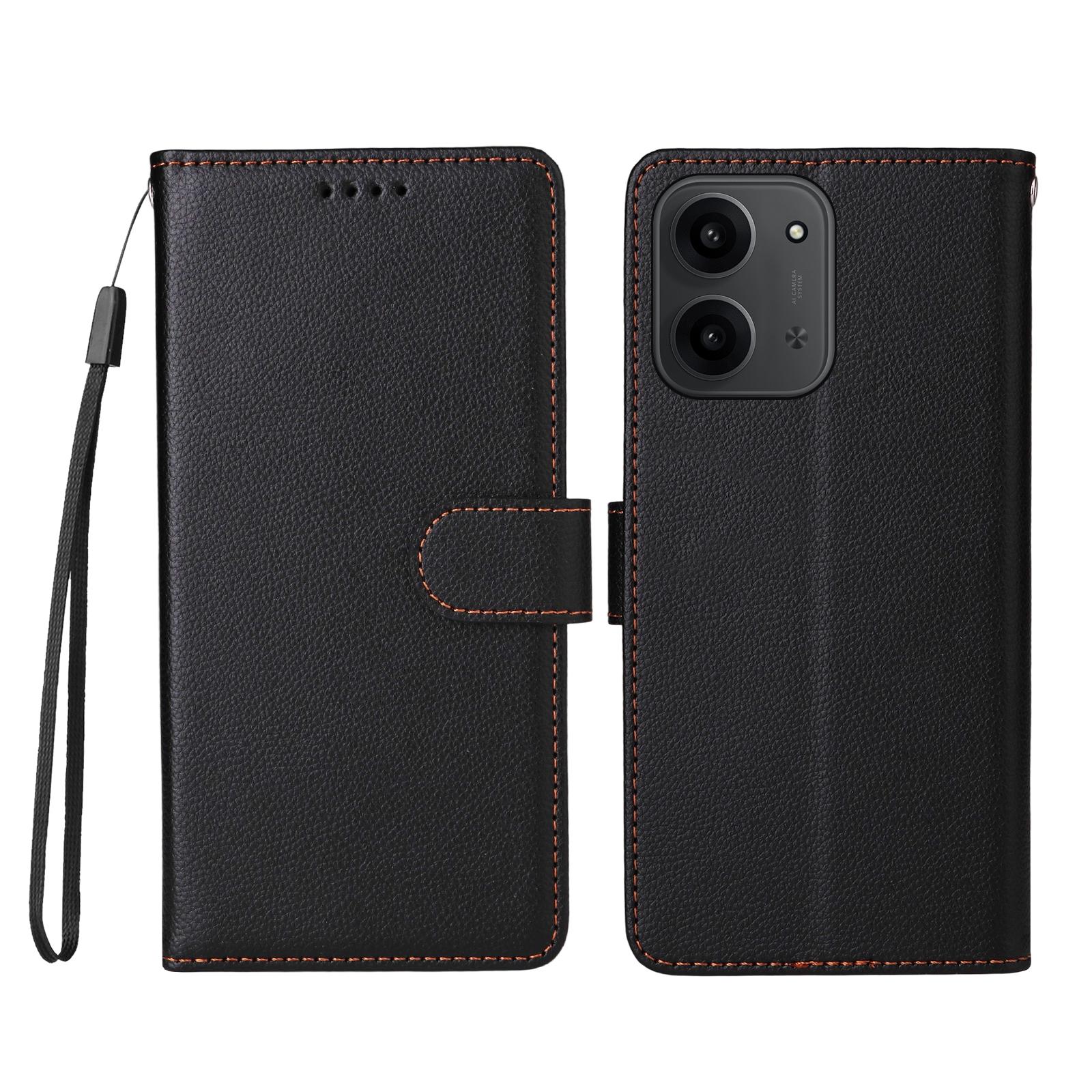 

For Xiaomi Poco C85 4G/Xiaomi Redmi 15C 4G (171mm) Case RFID Blocking 3 Card Slots PU Leather Phone Cover with Wrist Strap Black