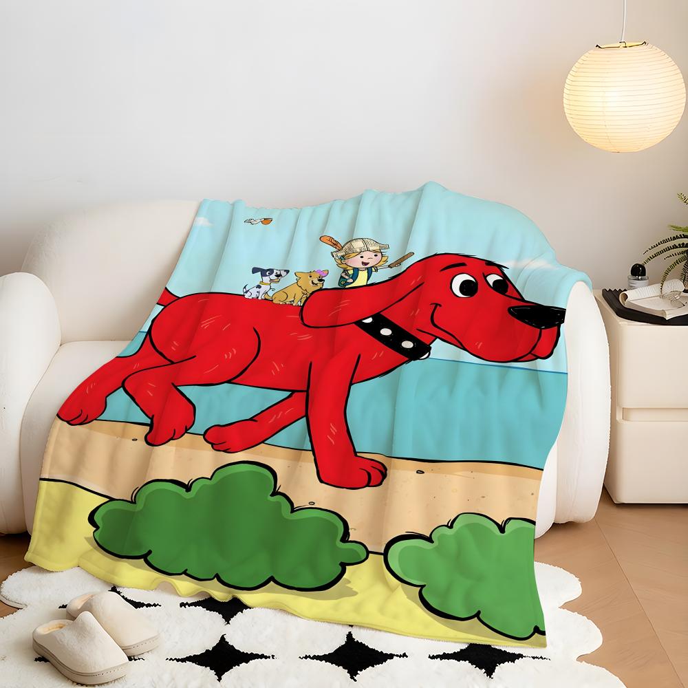 Cartoon C-Clifford the Big R-Red D-Dog Throw Flannel Throw Blanket, Lightweight Cozy, Durable Washable cute Cool