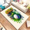 Colorful Golf Theme with Clubs and Ball Patterned Carpet, Non Slip Mat Suitable for Living Room and Bedroom Sofas