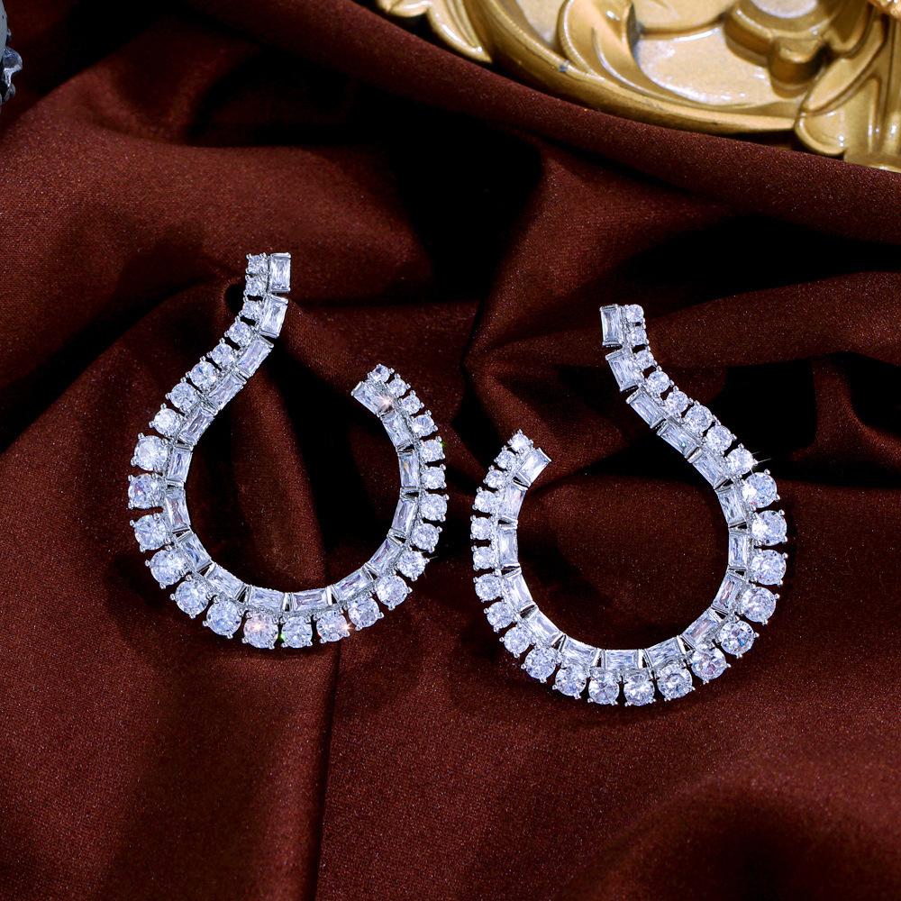 

Light Luxury Micro-Inlaid Zircon Premium Earrings Needle Full Diamond Earrings Stud Earrings