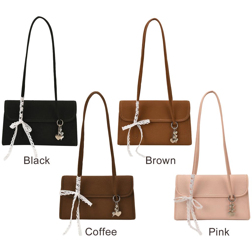 PU Leather All-Match Shoulder Bag Large Capacity Retro Underarm Bag Solid Color Versatile Handbags Female Accessory Bag