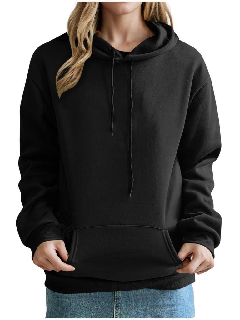 European and American Women's Plus Velvet Loose Casual Pullover Hoodie - 2024 Autumn/Winter Collection
