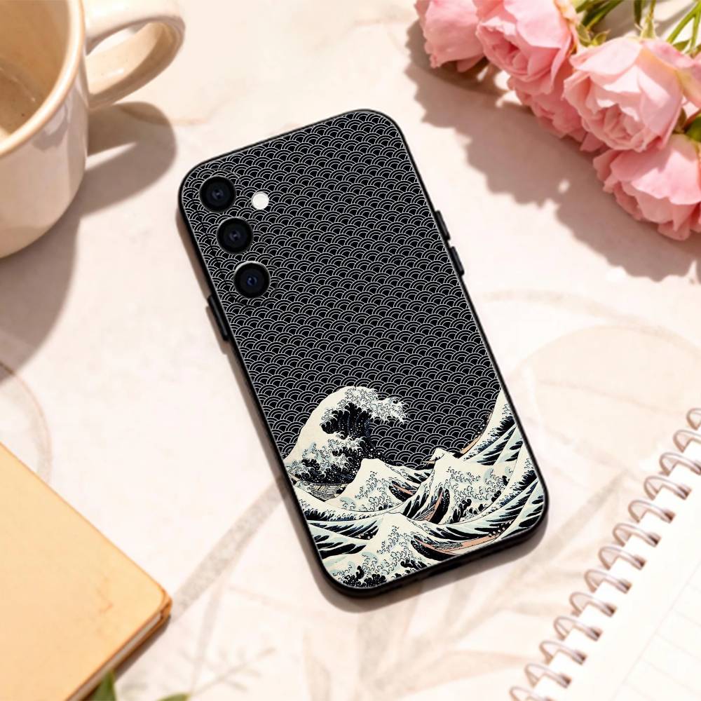 Cool G-Great W-Wave Kanagawa Phone Case For Samsung Galaxy A73,A72,A71,A70,A53,A52,A51,Others Soft Black Shell