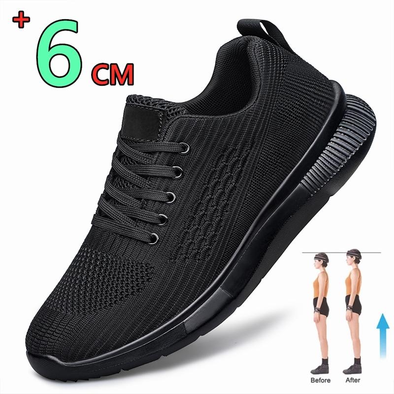 Fashion Men Big Size 37-47 Breathable Mesh Elevator Sport Shoes Soft Comfortable 6cm Hidden Heels Height Increasing Sneakes Lift Casual