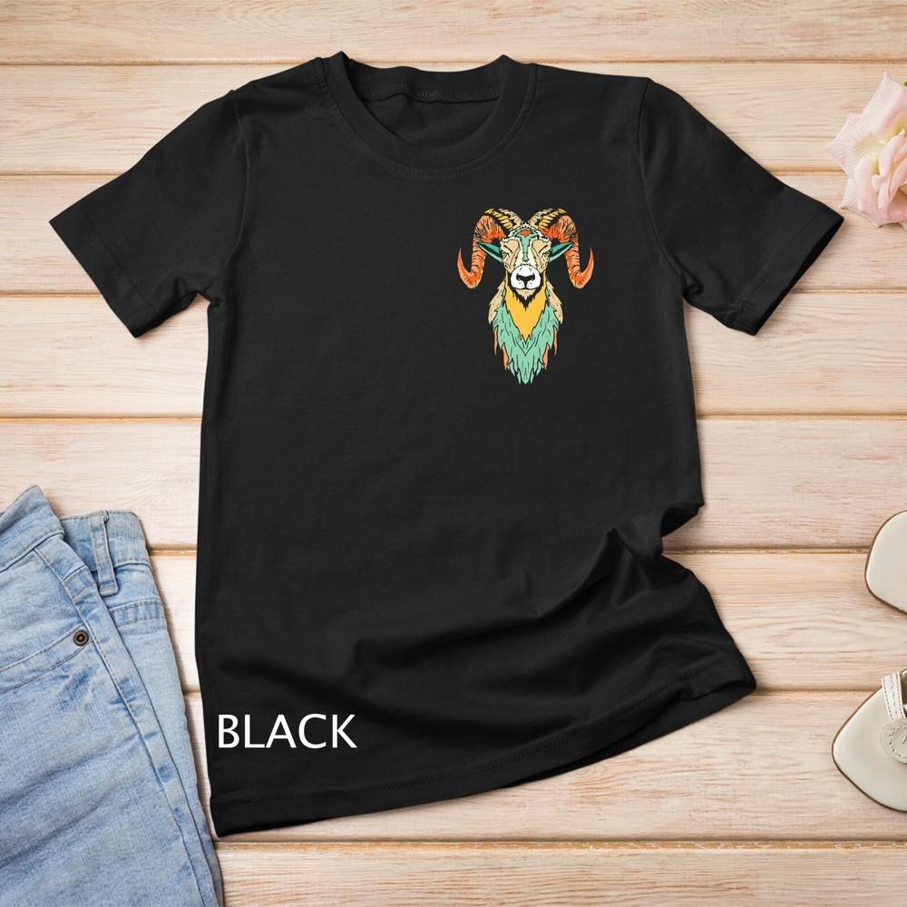 

Artistic Pocket Big Horn Sheep Psychedelic Head Sketch Graphic Unisex T-shirt 2XL