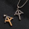 Men's Retro Color Block Hammered Branch Pendant Necklace with Stainless Steel Long Box Chain
