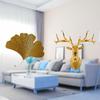 Sculptures Deer Head Statue Ginkgo Leaves Wrought Iron Resin Wall Unique Material Suitable for Gift