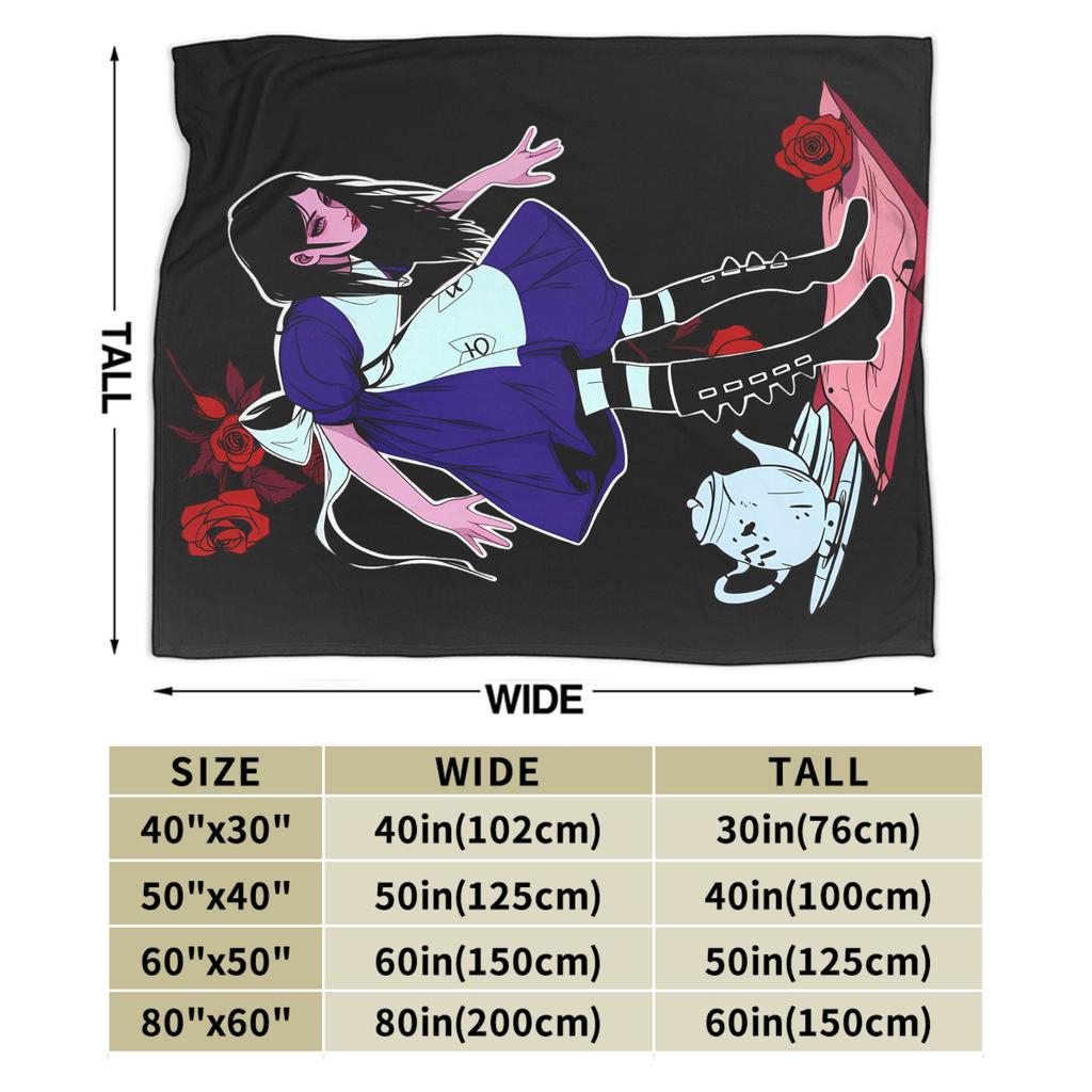 Dark Alice Madness Returns Game Blanket  Super Warm Novelty Plush Bedding Throws Home Decor Flannel Bedspread Bed Cover