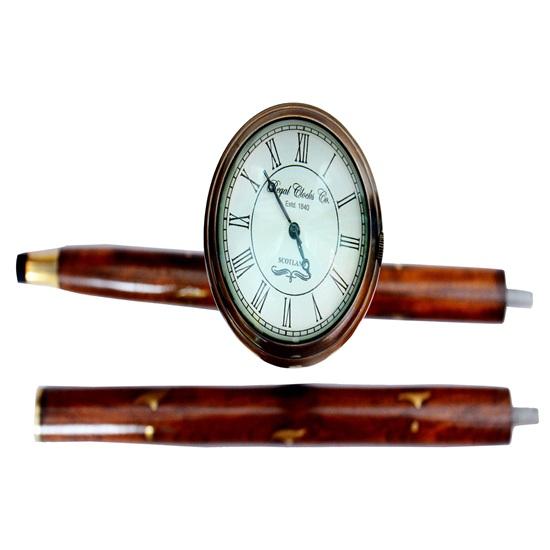 99.06 cm Walking Stick Clock on Top Compass Stick Cane, Steampunk Clock Handle Rose Wood Walking Cane Gift for Him, Her