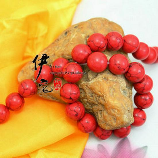 Handmade 14mm Synthetic Red Turquoise Beads - 28 pcs/strand