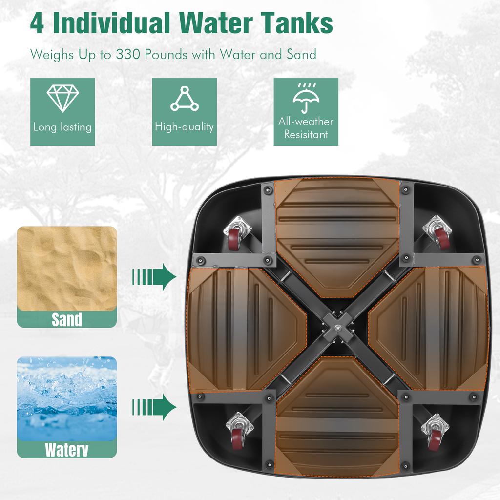 Cantilever Umbrella Base Large Capacity W/ Wheels Offset Umbrella Base Patio Umbrella Base for Patio Deck Poolside and Lawn